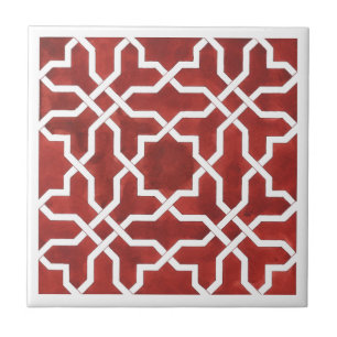 Carreau Mosaïque andalouse rouge ALHAMBRA