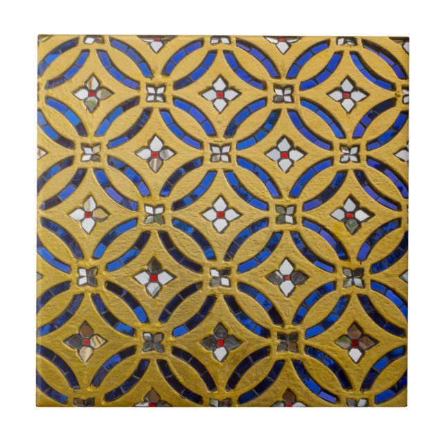 Carreau Mosaïque Art déco Carrelage or et bleu (Devant)