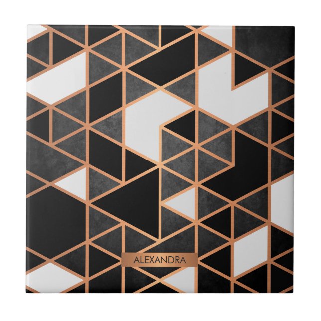 Carreau Mosaïque blanche et d'or noire (Devant)