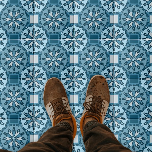 Carreau Mosaïque bleu froid d'hiver Motif kaléidoscope (Créateur téléchargé)