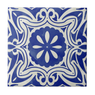 Carreau Mosaïque bleue Aquarelle Motif céramique