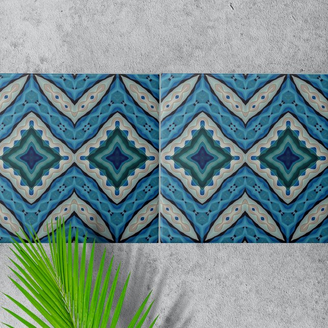 Carreau Mosaïque bleue et beige Motif géométrique (Créateur téléchargé)