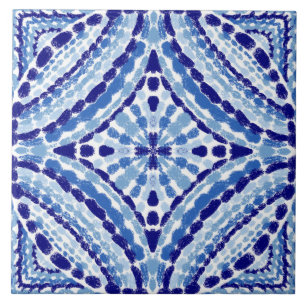 Carreau Mosaïque Bleue Méditerranéenne Peinte À La Main