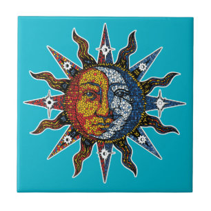 Carreau Mosaïque céleste Sun et lune
