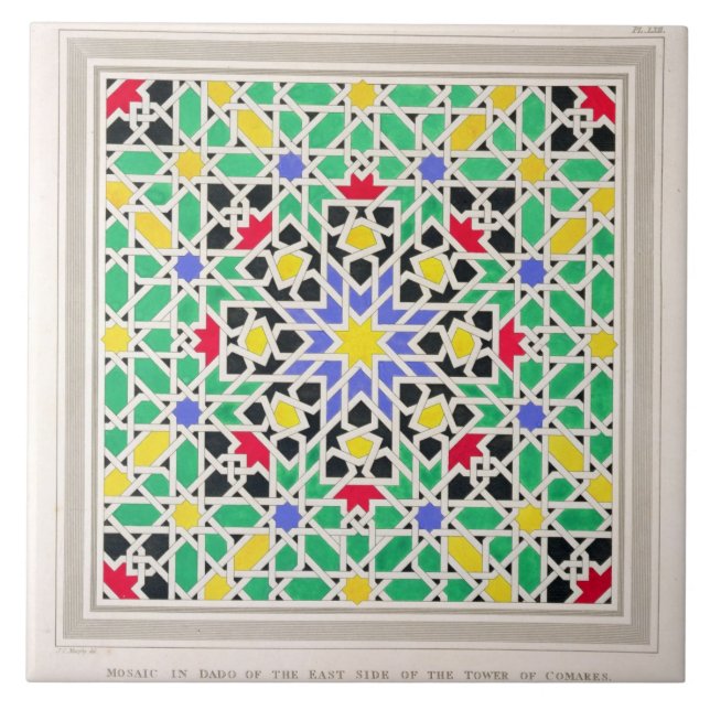 Carreau Mosaïque dans le lambris d'appui du côté est de la (Devant)