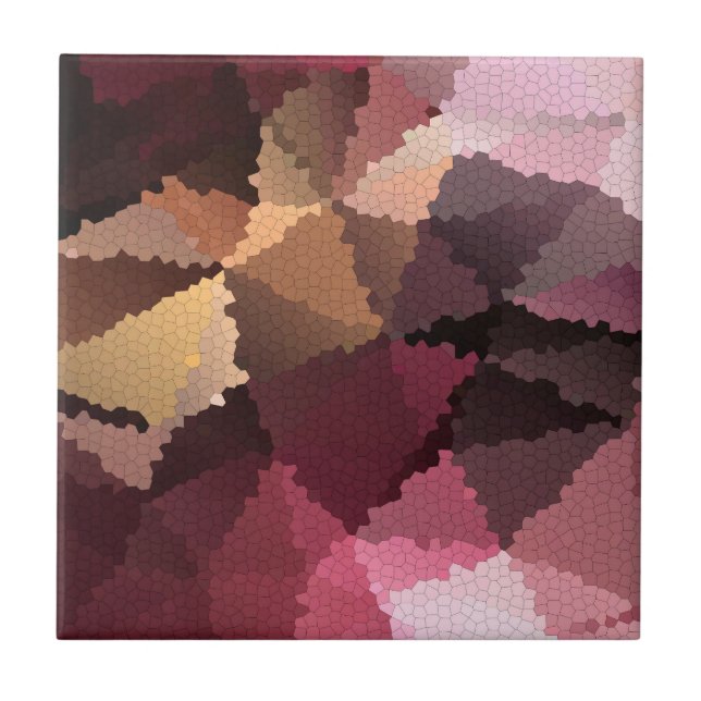Carreau Mosaïque dans les couleurs brun-rose et jaune (Devant)