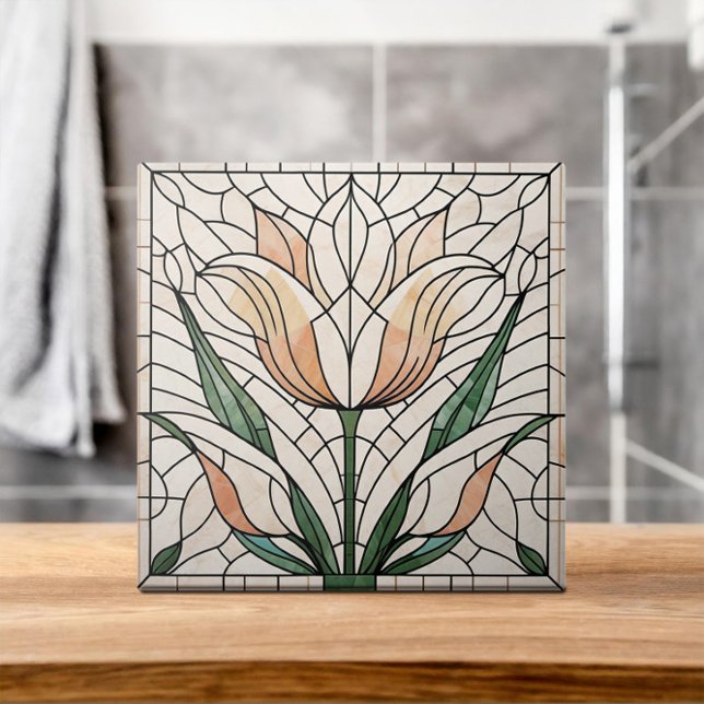 Carreau Mosaïque de fleur de tulipe - Pastels (Créateur téléchargé)