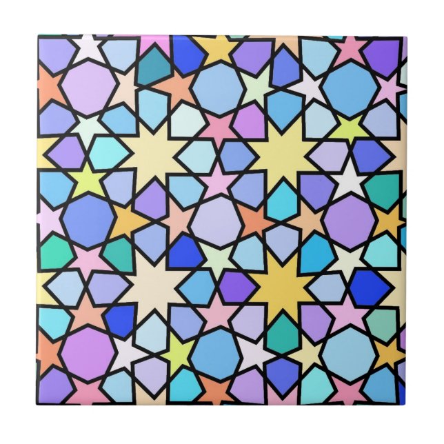 Carreau Mosaïque de l'étoile colorée marocaine (Devant)