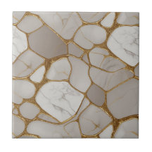 Mosaïque de marbre doré luxueuse - Élégante et ori