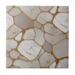 Carreau Mosaïque de marbre doré luxueuse - Élégante et ori