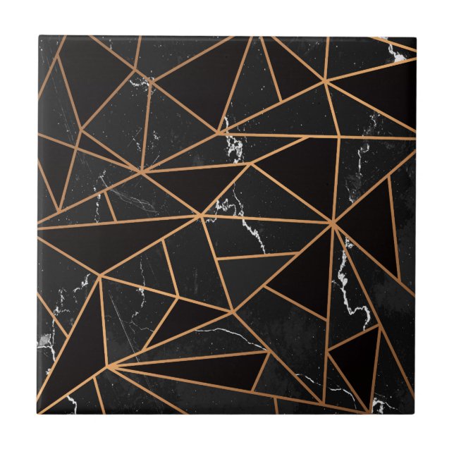 Carreau Mosaïque de marbre noire et d'or (Devant)