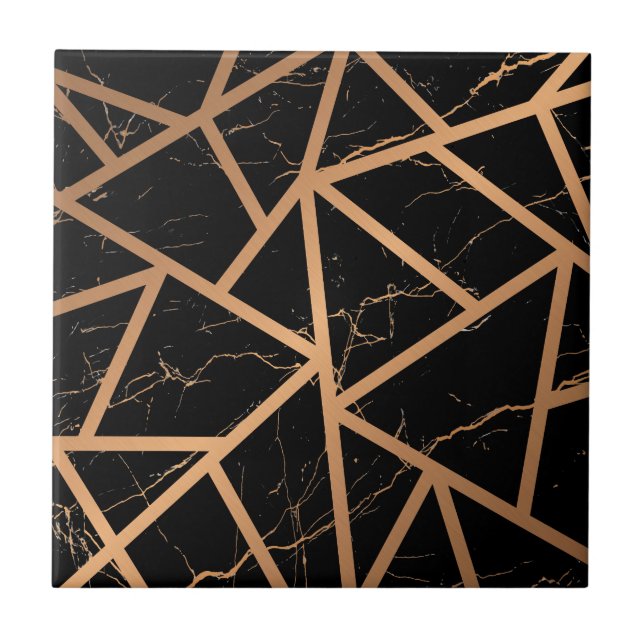 Carreau Mosaïque de marbre noire et d'or (Devant)