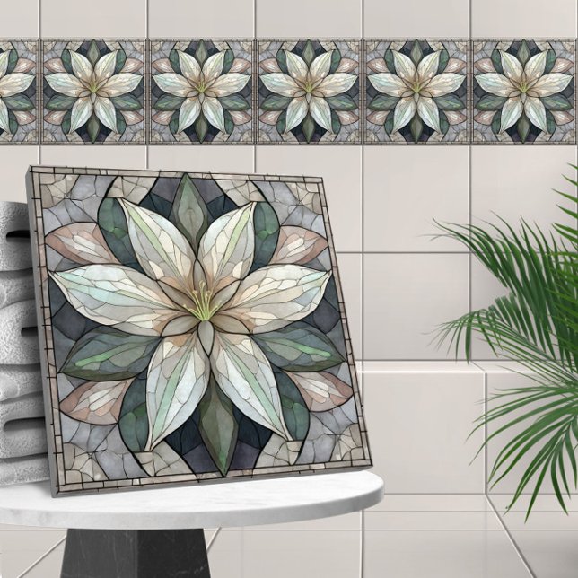 Carreau Mosaïque de verre de fleur de lys (Créateur téléchargé)