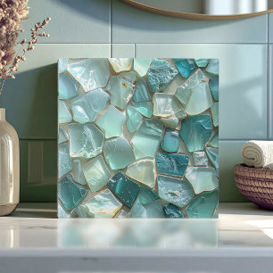 Carreau Mosaïque de verre de mer sarcelle ID1183