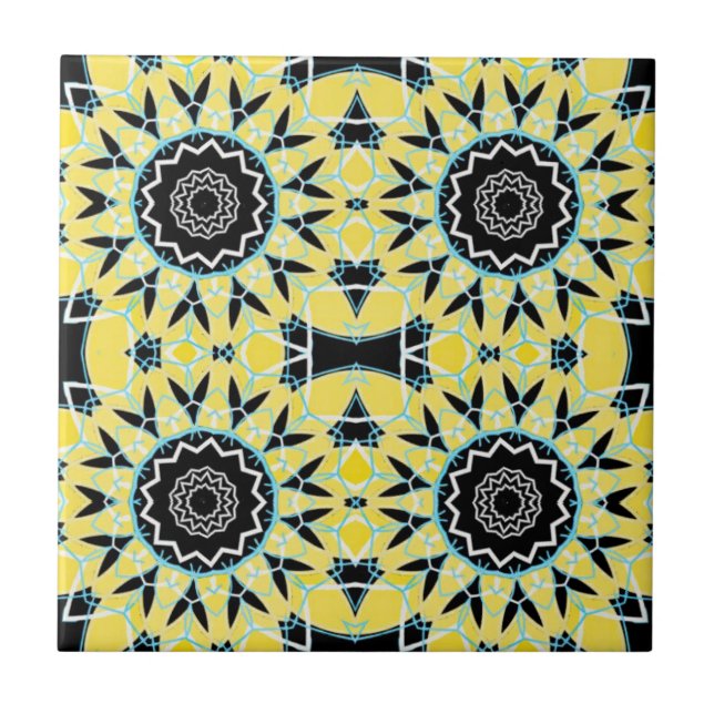 Carreau Mosaïque décorative jaune et noir Motif géométriqu (Devant)