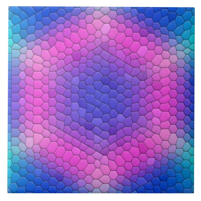 Carreau Mosaïque d'hexagone rose sur dégradé bleu (Devant)