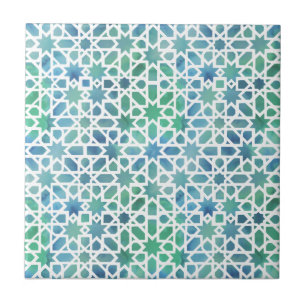Carreau Mosaïque espagnole d'aquarelle