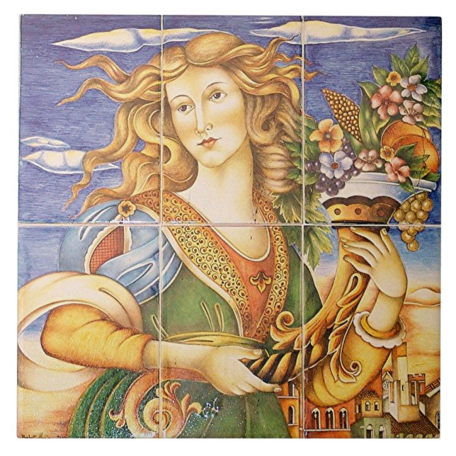 Carreau Mosaïque espagnole européenne de corne d'abondance (Devant)