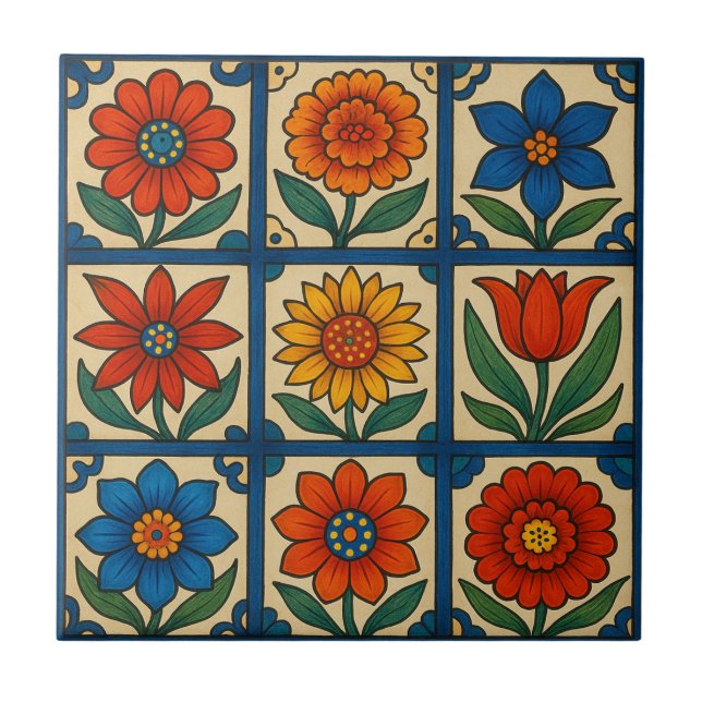 Carreau Mosaïque florale (Devant)
