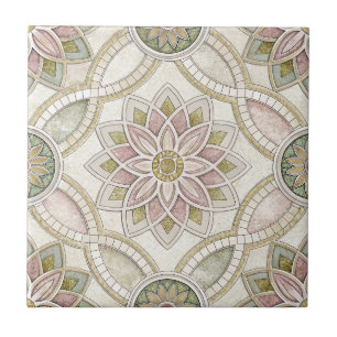 Carreau Mosaïque Florale Opalescente Pastel - Mandala