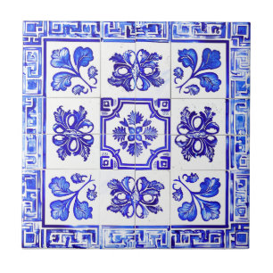 Carreau Mosaïque grecque : Cobalt et blanc