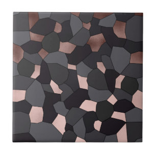 Carreau Mosaïque grise et noire d'or rose élégant élé