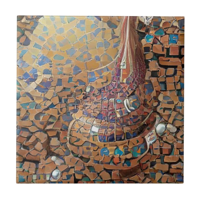 Carreau mosaïque marocaine art géométrique marron-jaune (Devant)
