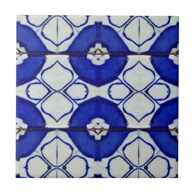 Carreau Mosaïque marocaine bleu blanc décoratif géométriqu (Devant)