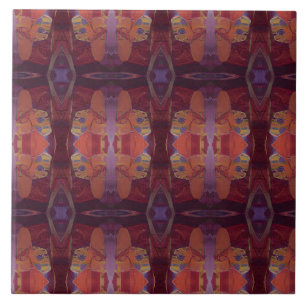 Carreau mosaïque marocaine rouge violet turquoise art géom
