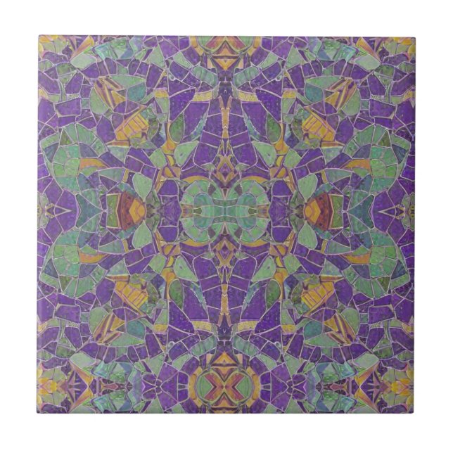 Carreau mosaïque marocaine violet turquoise vert géométriq (Devant)
