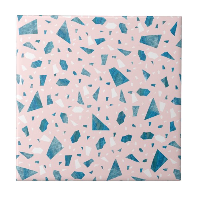 Carreau Mosaïque moderne de terrazzo rose rousse (Devant)
