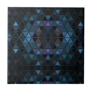 Carreau Mosaïque noire et Turquoise Verre de fond Boho Sud