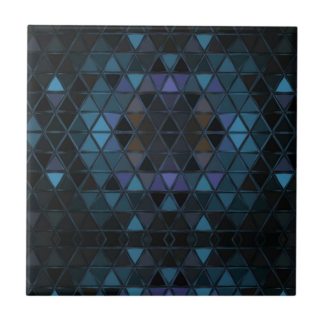 Carreau Mosaïque noire et Turquoise Verre de fond Boho Sud (Devant)