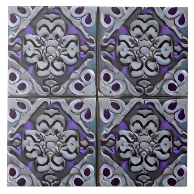 Carreau Mosaïque Turquoise et violette noire (Devant)