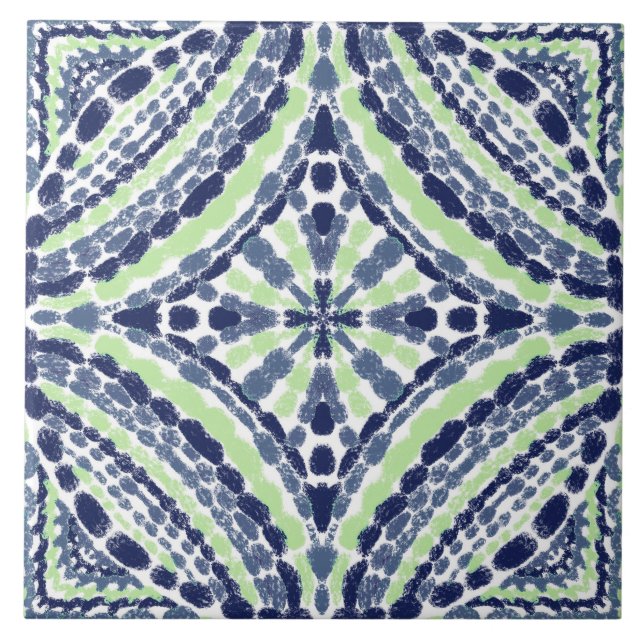 Carreau Mosaïques colorées bleu méditerranéen vert (Devant)