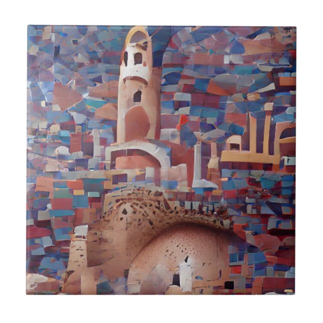 Carreau mosquée marocaine Allah nom art abstrait (Devant)