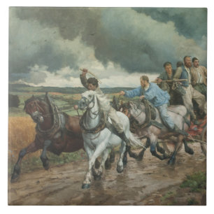 Carreau Moteur de feu vintage (par Eugène Burnand)