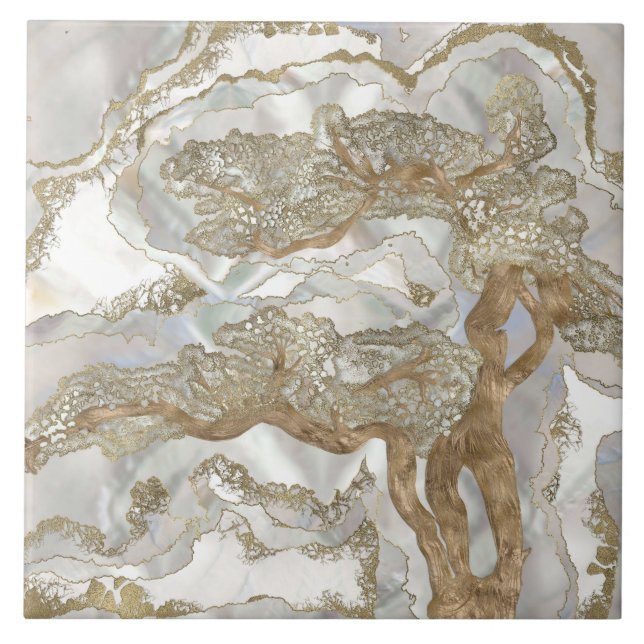 Carreau Mother of pearl Golden Tree (Devant)