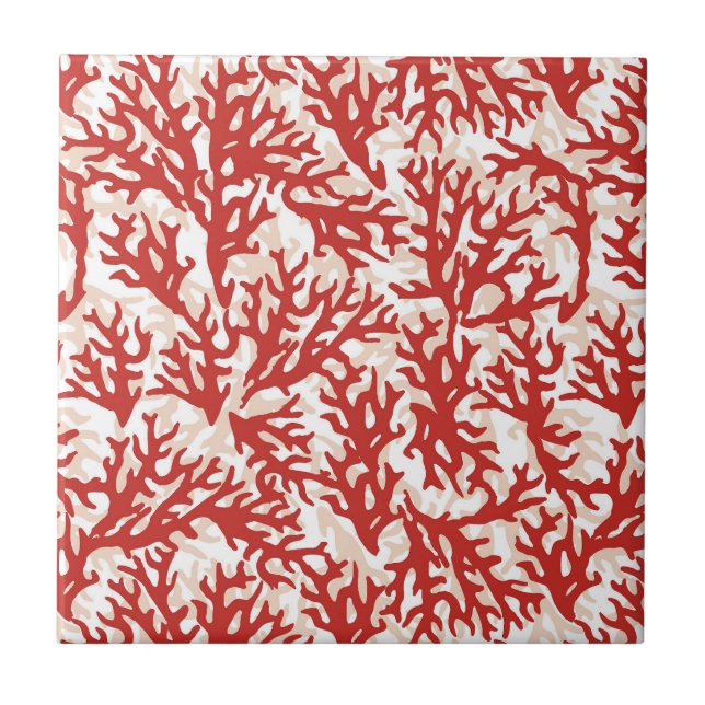 Carreau Motif 2 de corail rouge (Devant)