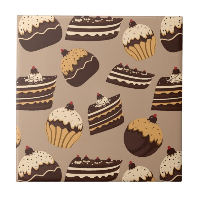 Carreau Motif 3 de chocolat et de pâtisseries (Devant)