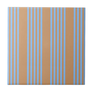 Carreau Motif à cinq bandes bleu et brun