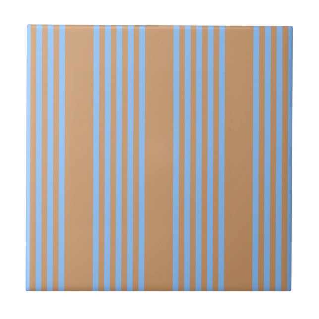 Carreau Motif à cinq bandes bleu et brun (Devant)