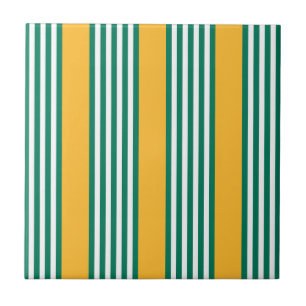 Carreau Motif à cinq bandes vert et blanc avec jaune
