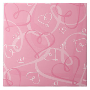 Carreau Motif à coeur rose