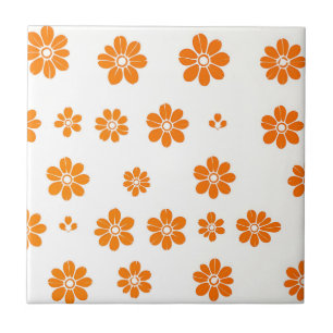 Carreau Motif à crayon floral orange sur Arrière - plan bl
