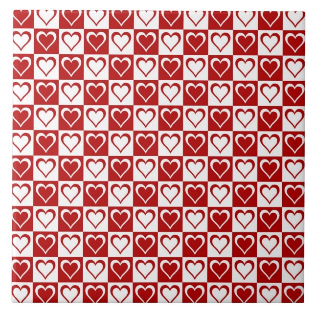 Carreau Motif À damiers rouge avec coeur (Devant)