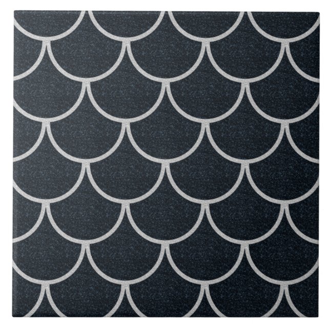 Carreau Motif à échelle à bascule noir et argent (Devant)