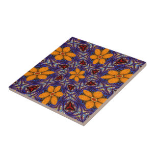 Carreau Motif à fleurs de verre