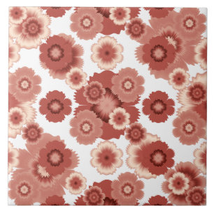 Carreau Motif à fleurs en terre cuite