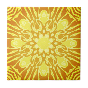 Carreau Motif à fleurs Mandala - Or de moutarde et Jaune
